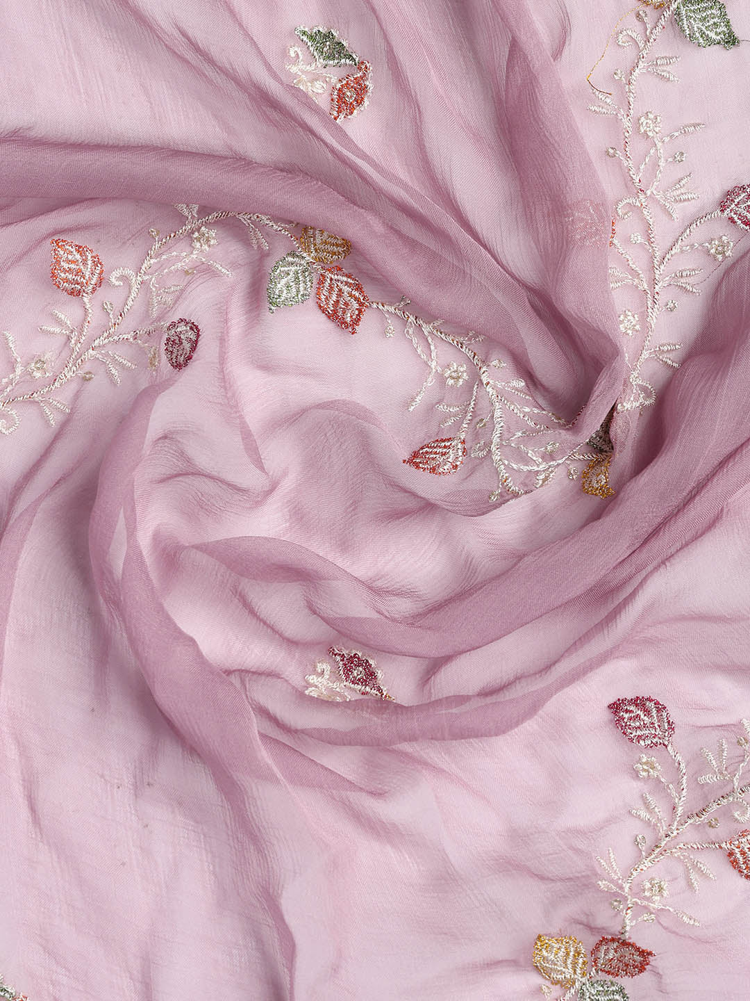 Embroidered Chinnon Unstitched Suit Piece With Dupatta