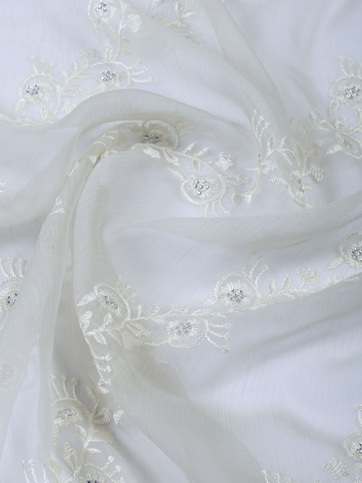 Embroidered Organza Unstitched Suit With Dupatta
