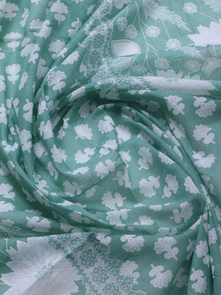 Printed Cotton Blend Unstitched Suit With Dupatta