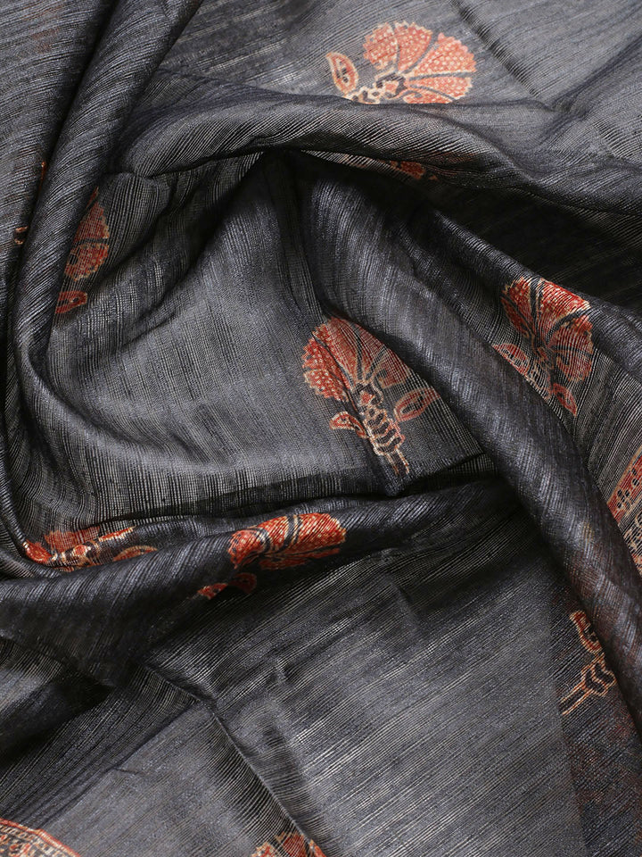 Neck Embroidered Chanderi Unstitched Suit With Dupatta