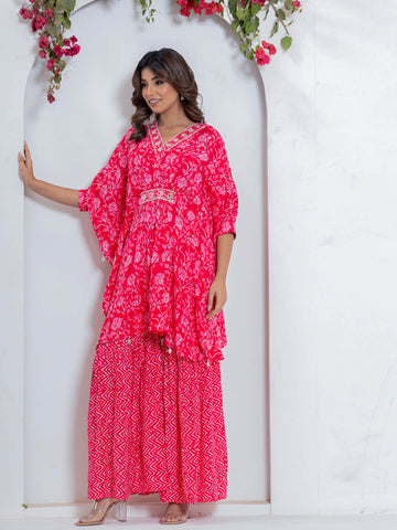 Floral Printed Muslin Kurta With Palazzo