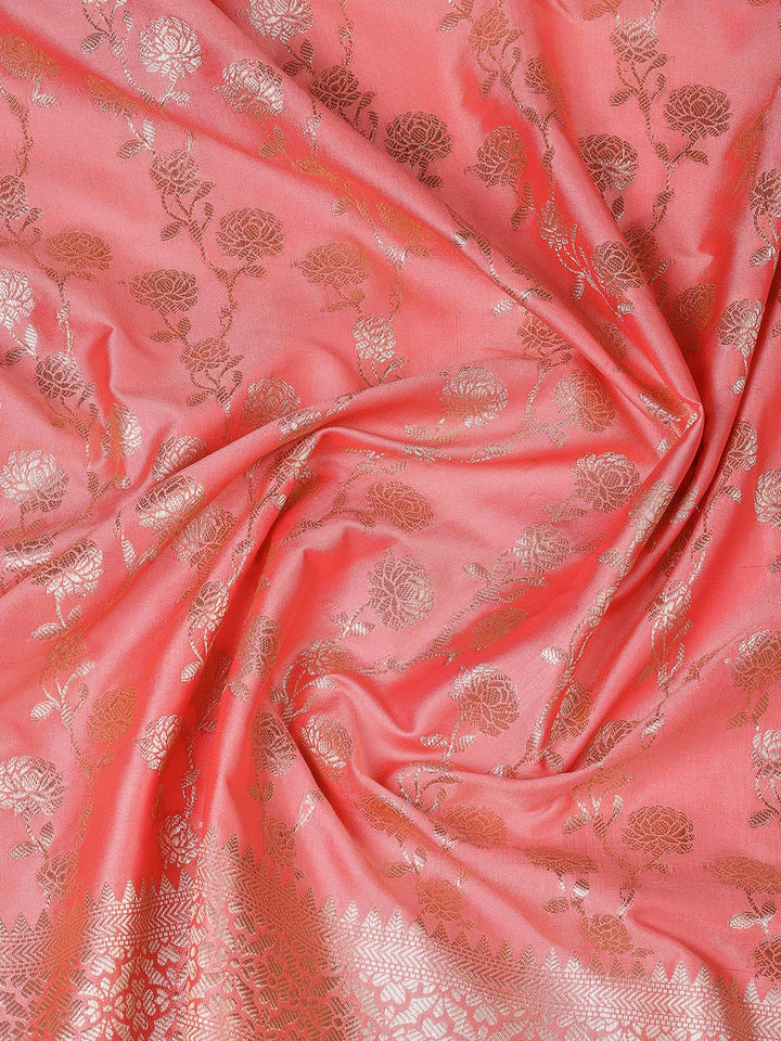Floral Woven Booti Chanderi Unstitched Suit With Dupatta