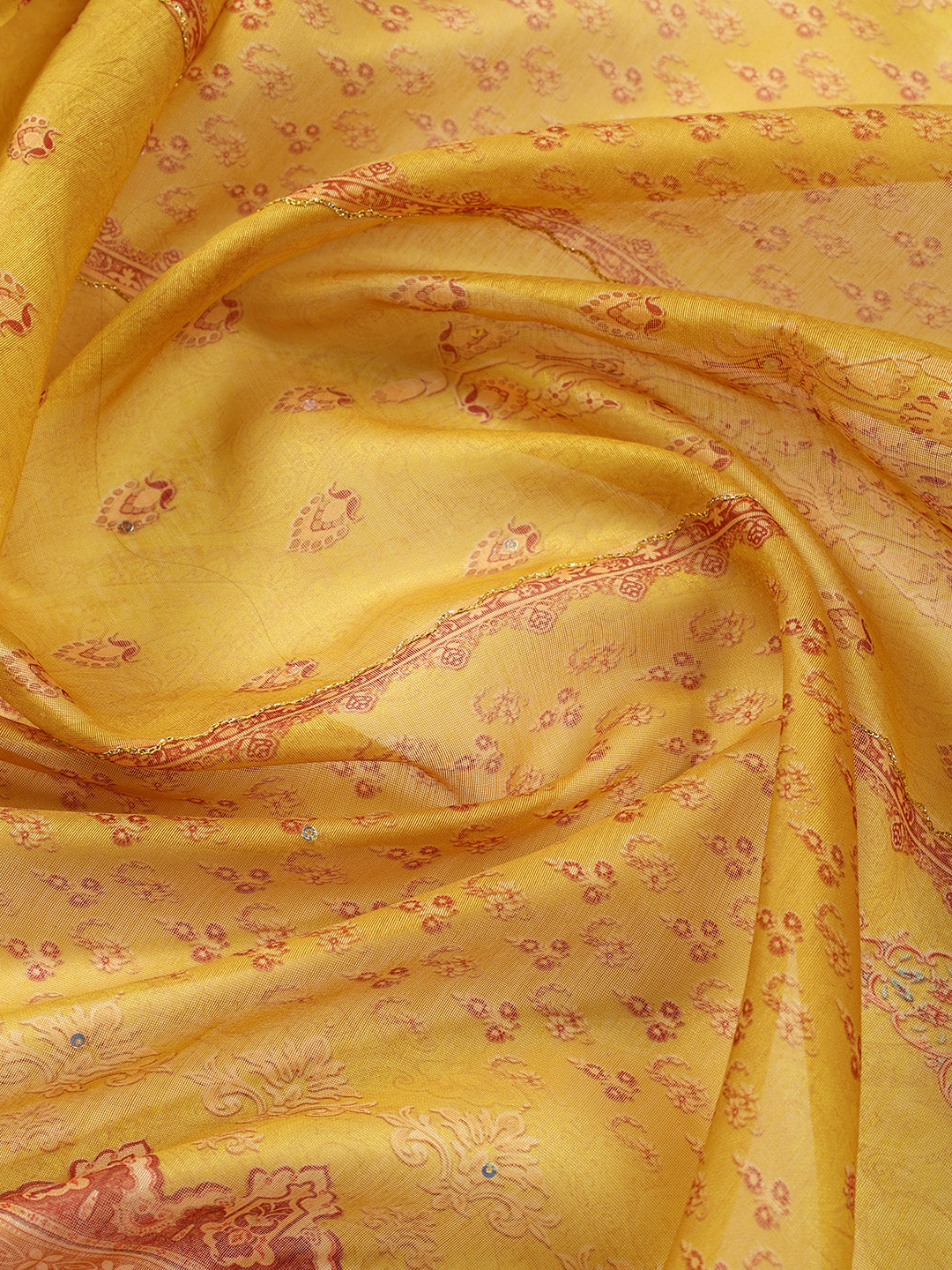 Neck Patti Chanderi Unstitched Suit With Dupatta