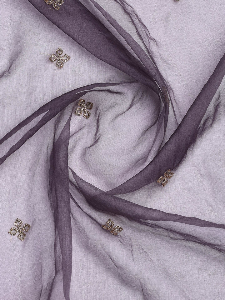 Neck Embroidery Organza Unstitched Suit Piece With Dupatta