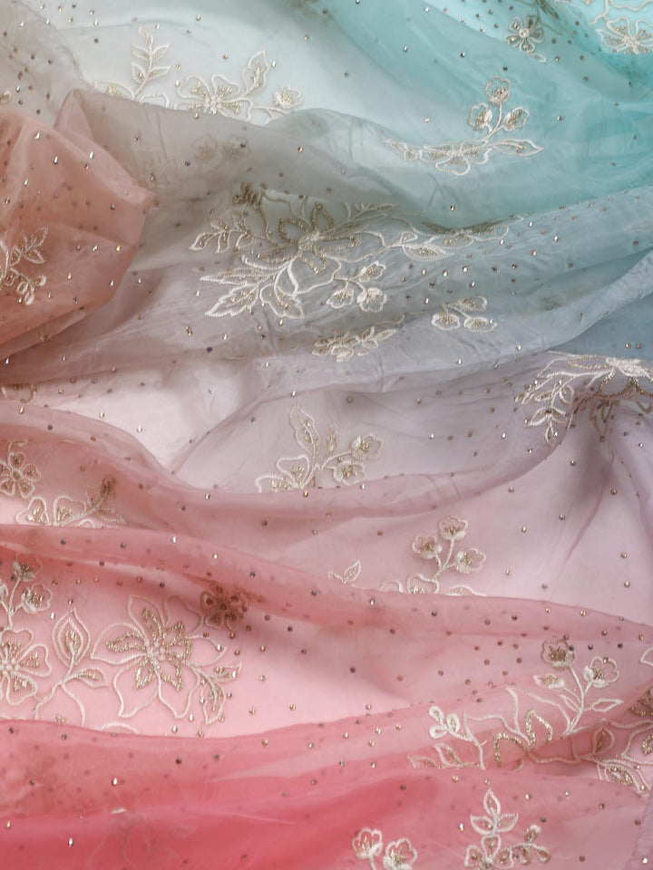 Neck Embroidery Organza Unstitched Suit Piece With Dupatta