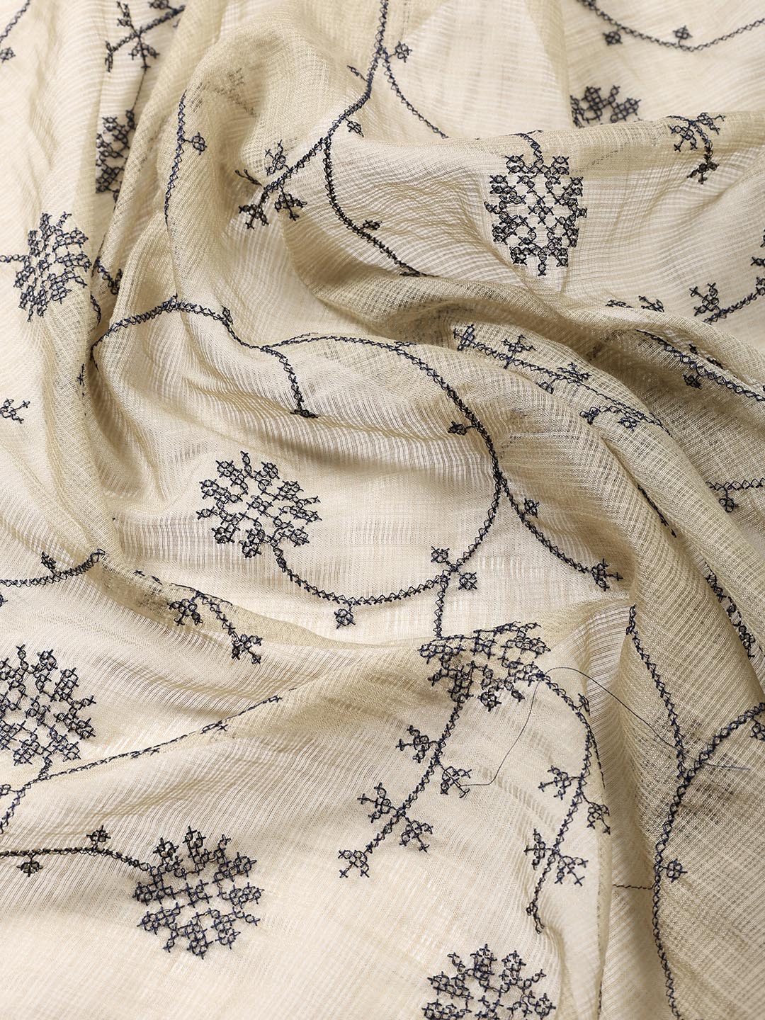 Neck Embroidered Cotton Blend Unstitched Suit Piece With Dupatta