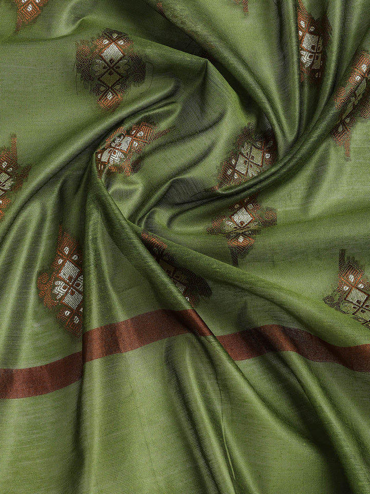 Woven Chanderi Unstitched Suit With Dupatta