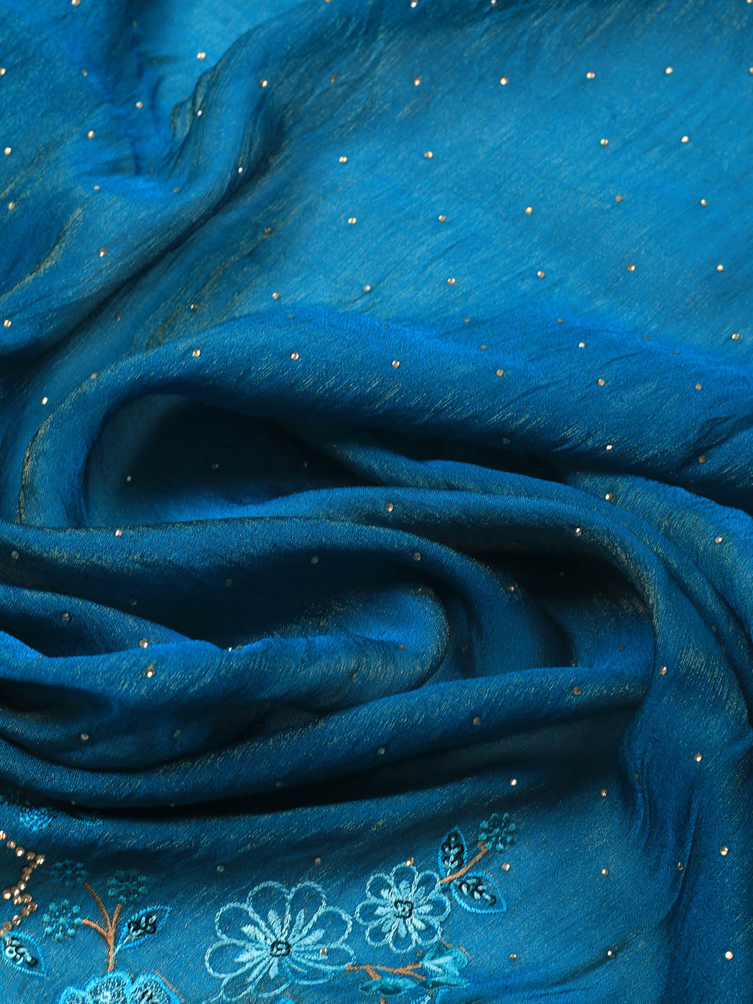 Embroidered Chinon Unstitched Suit With Dupatta