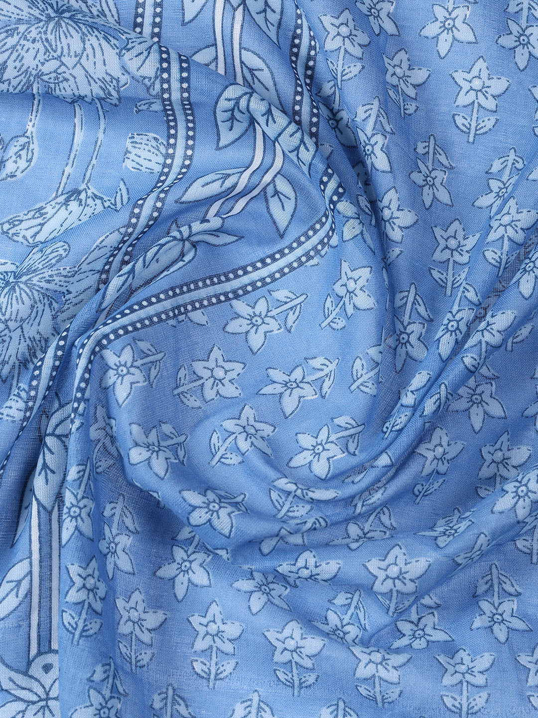 Neck Woek Cotton Blend Unstitched Suit With Dupatta