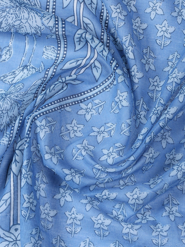 Neck Woek Cotton Blend Unstitched Suit With Dupatta