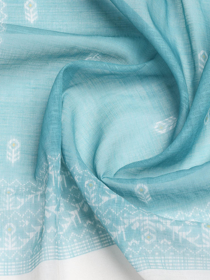 Printed Linen Unstitched Suit With Dupatta