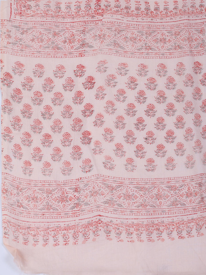 Neck Work Cotton Blend Unstitched Suit With Dupatta