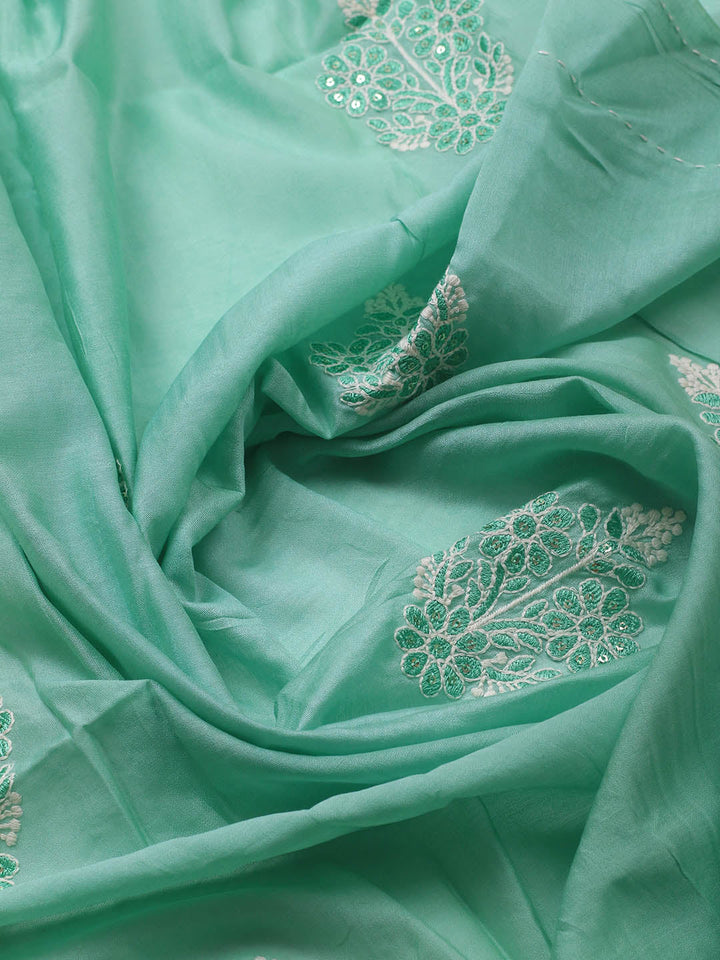 Neck Embroidery Cotton Blend Unstitched Suit With Dupatta