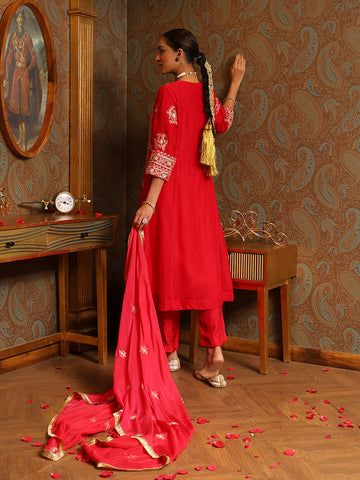 Embroidery Organza Kurti With Pants & Dupatta