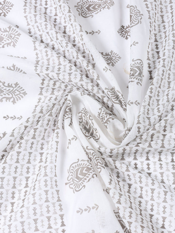 Printed Cotton Blend Unstitched Suit With Dupatta