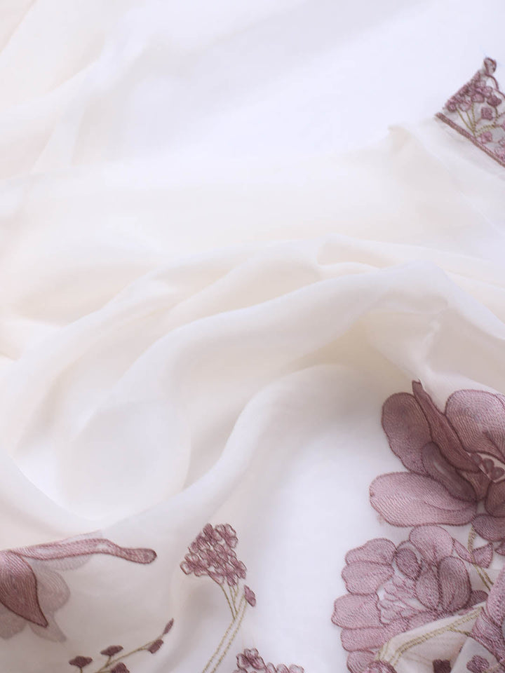 Embroidery Linen Unstitched Suit With Dupatta