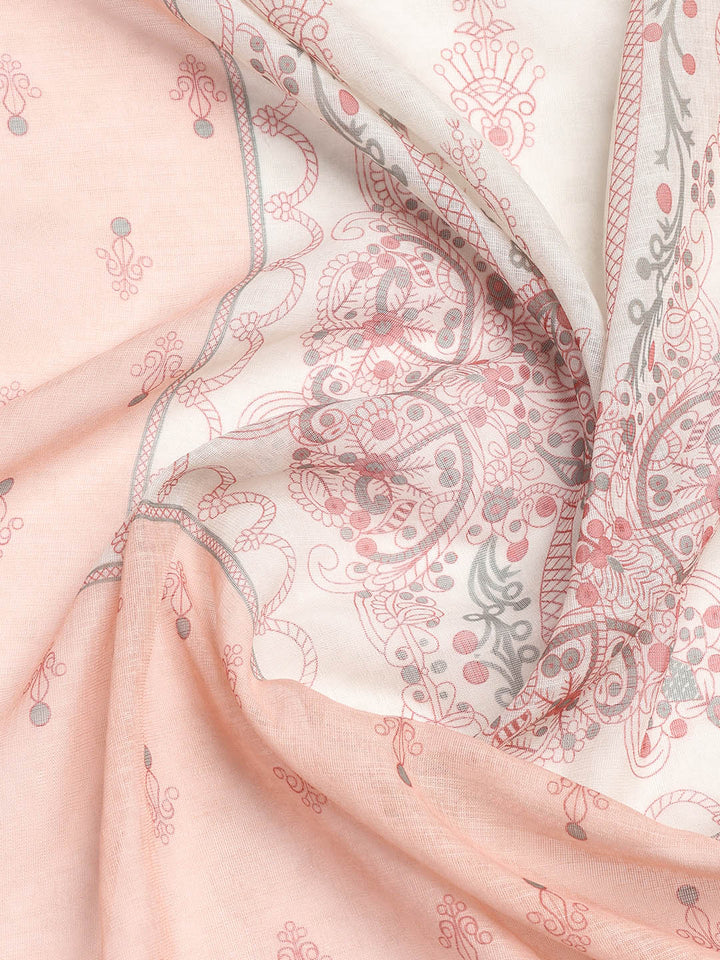 Printed Linen Unstitched Suit With Dupatta