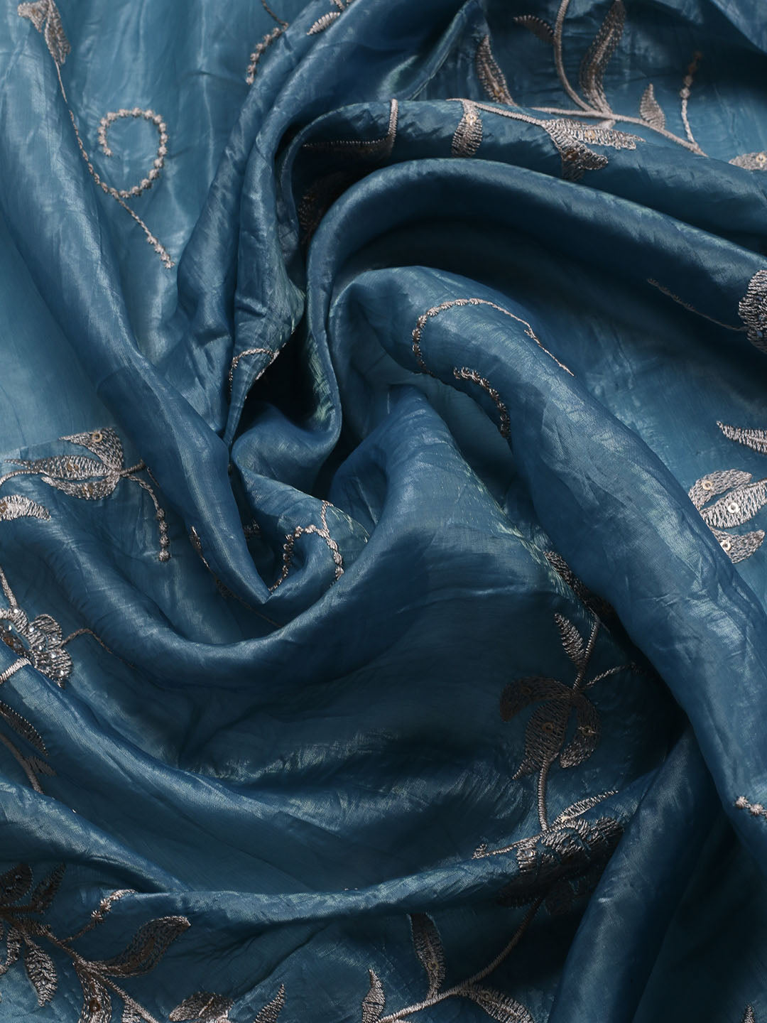 Embroidery Tissue Unstitched Suit Piece With Dupatta