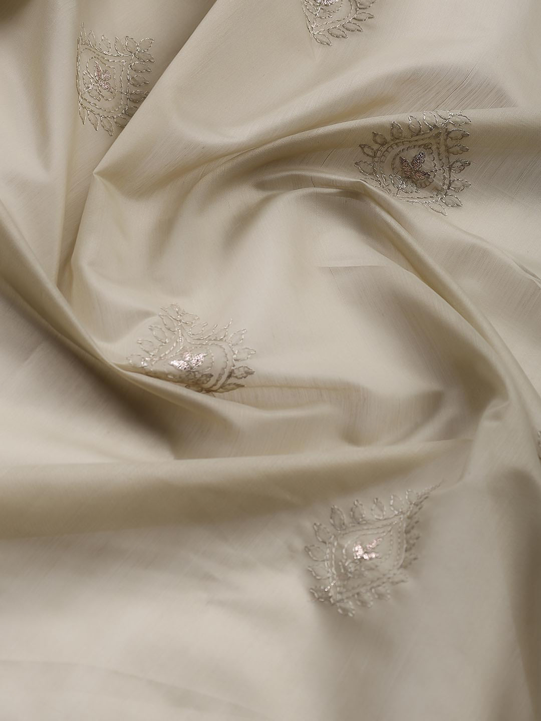 Embroidered Chanderi Unstitched Suit With Dupatta