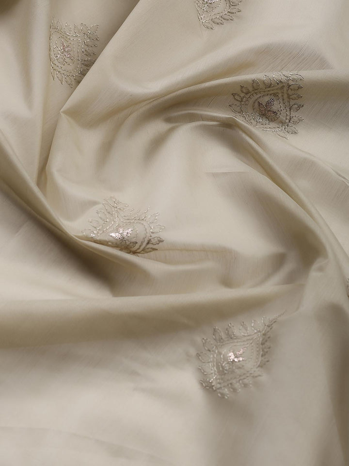 Embroidered Chanderi Unstitched Suit With Dupatta