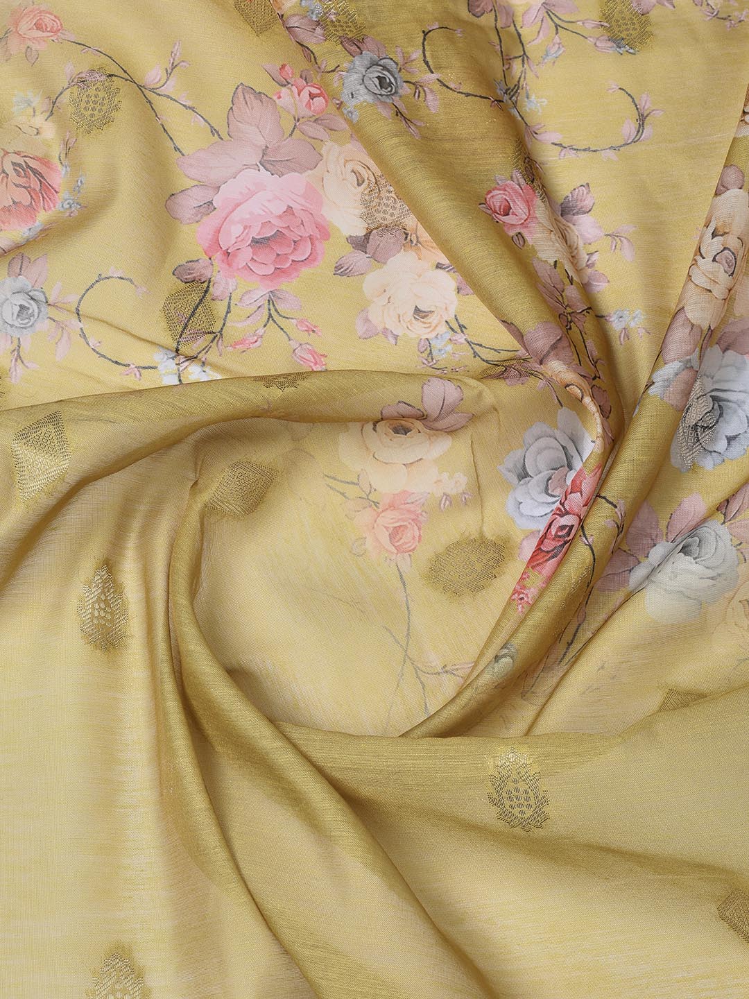 Neck Embroidery Chanderi Unstitched Suit With Dupatta