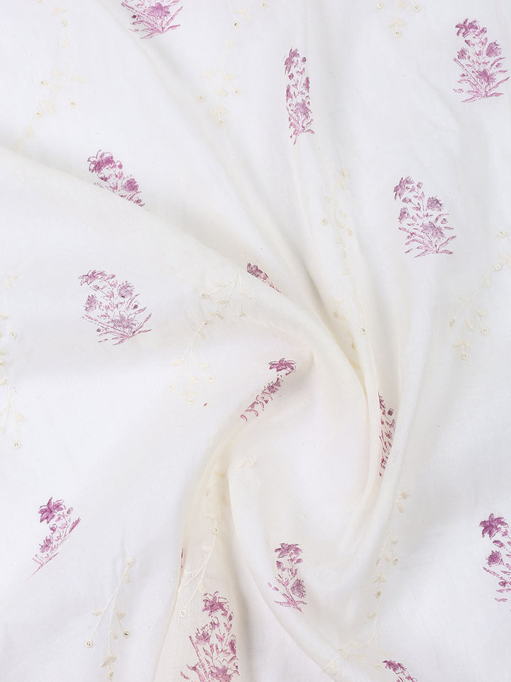 Neck Embroidered Cotton Blend Unstitched Suit With Dupatta