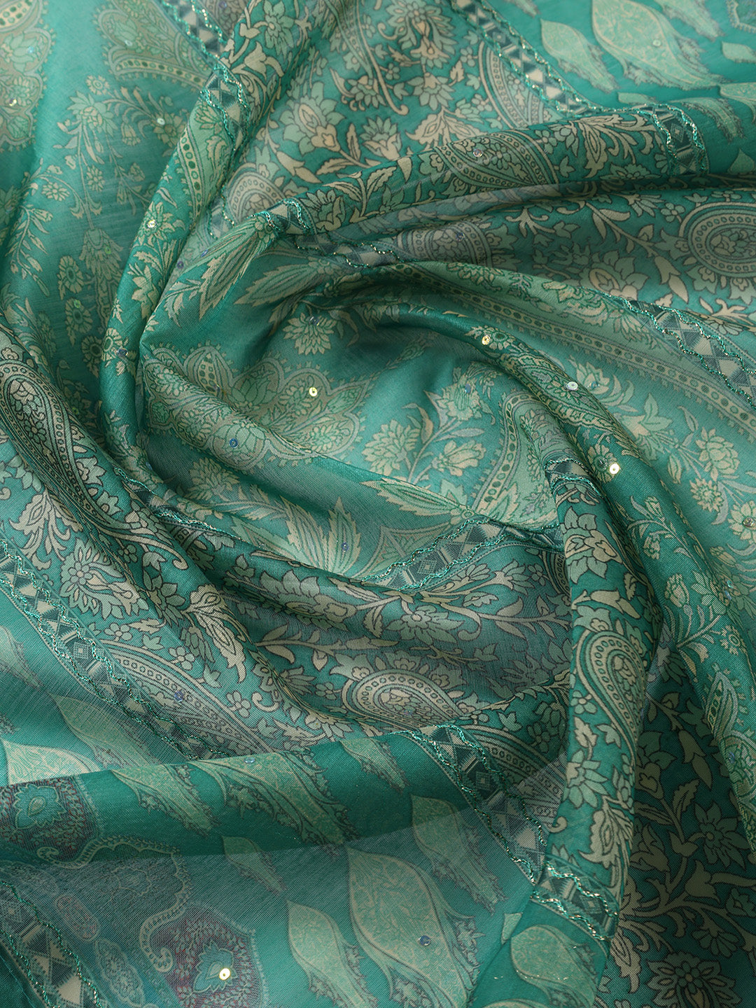 Neck Patti Chanderi Unstitched Suit With Dupatta