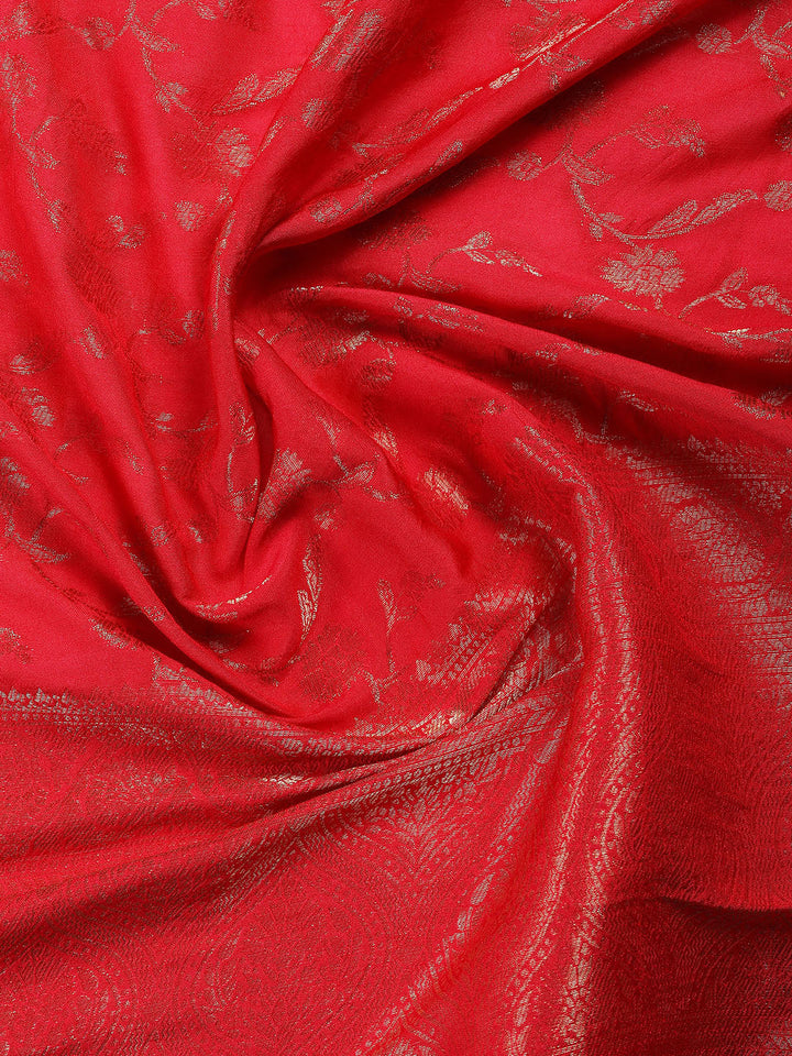 Embroidered Chanderi Unstitched Suit Piece With Dupatta