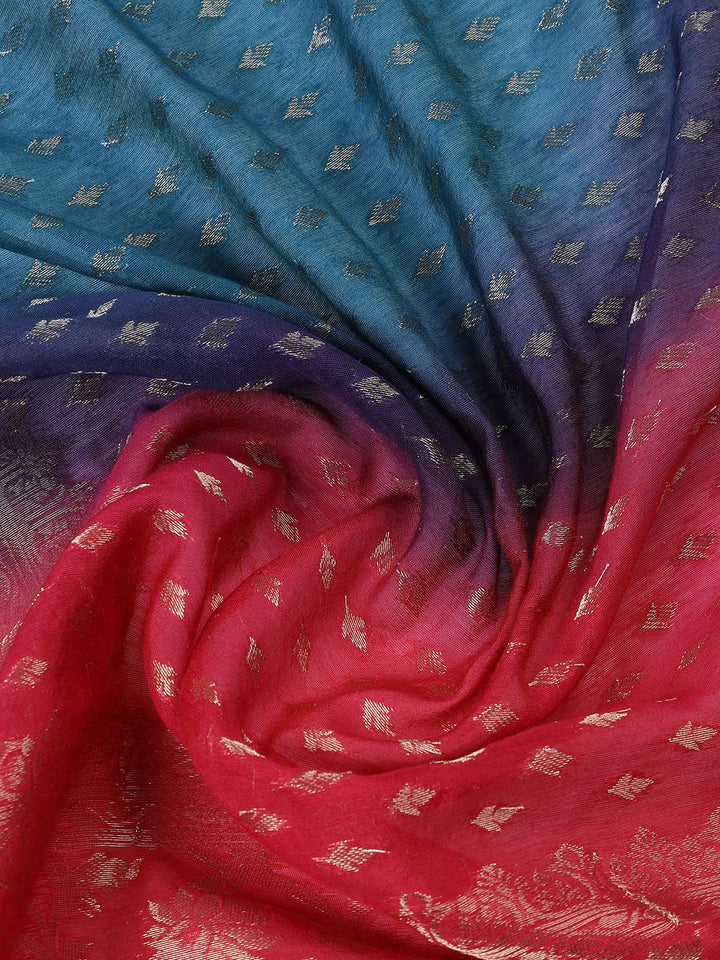 Neck Embroidered Chanderi Unstitched Suit With Dupatta