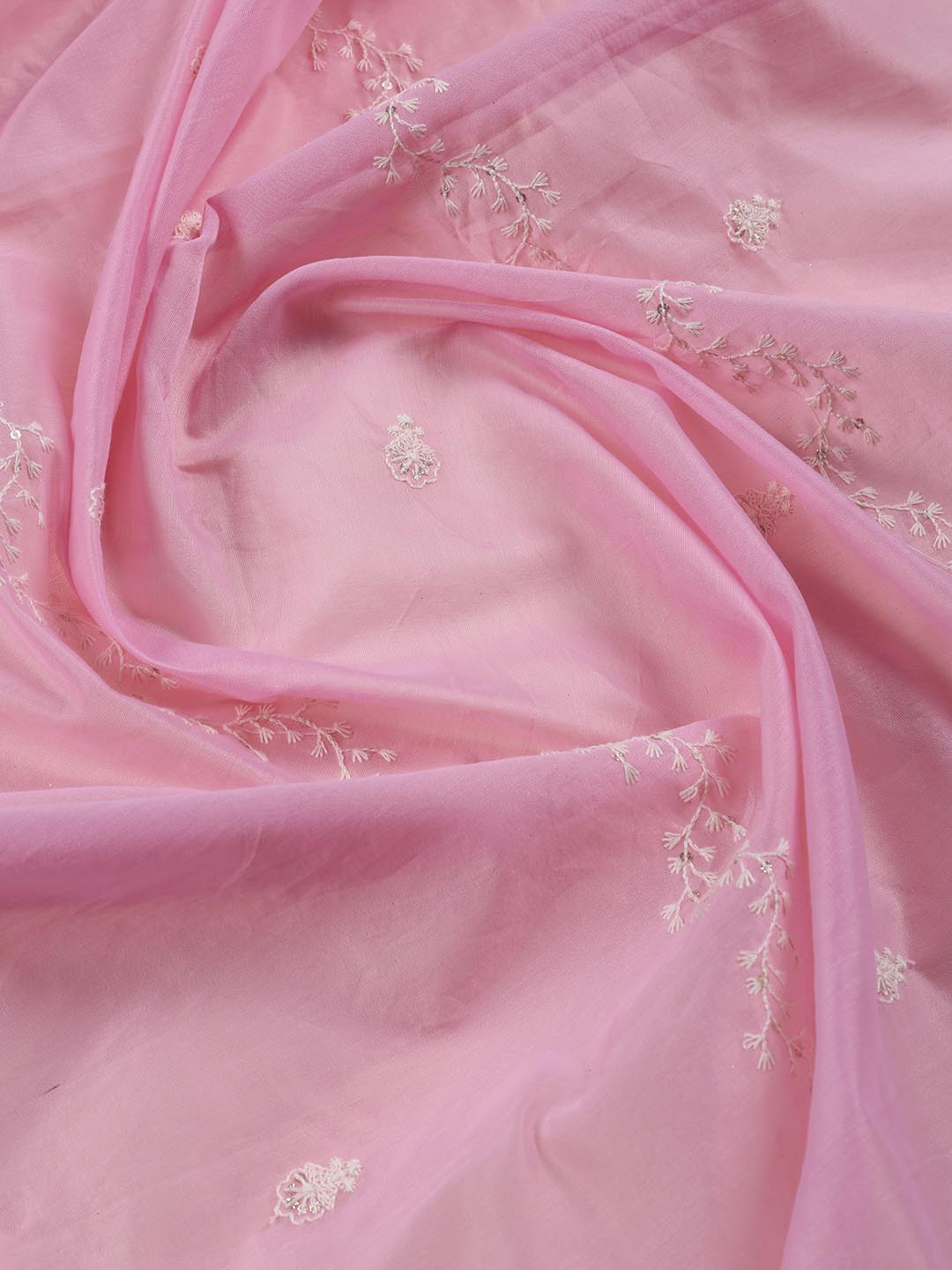 Embroidered Chanderi Unstitched Suit Piece With Dupatta