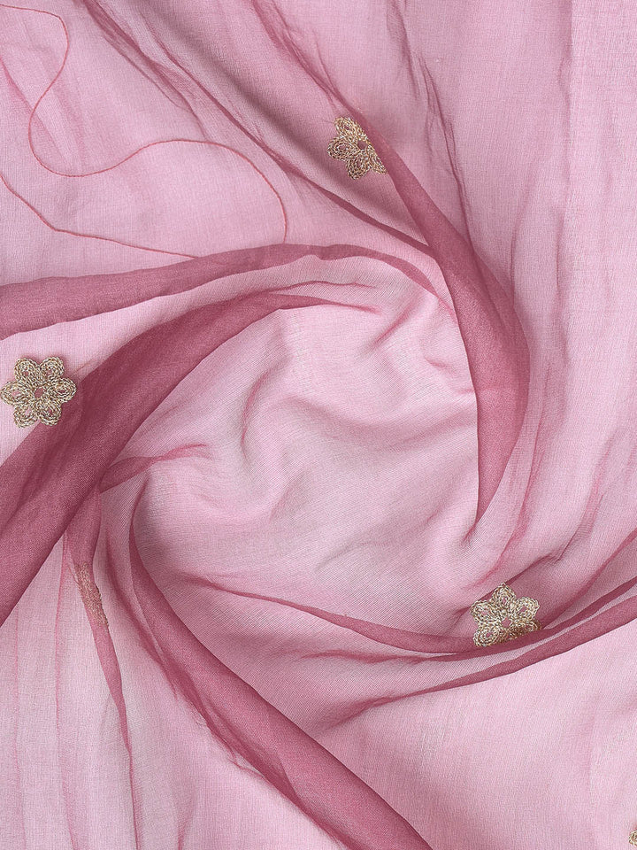Neck Embroidery Organza Unstitched Suit Piece With Dupatta