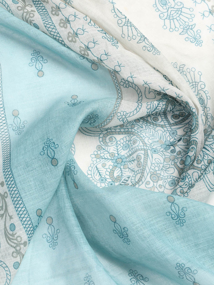 Printed Linen Unstitched Suit With Dupatta