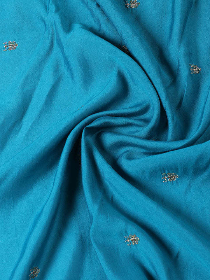 Neck Embroidered Chanderi Unstitched Suit Piece With Dupatta