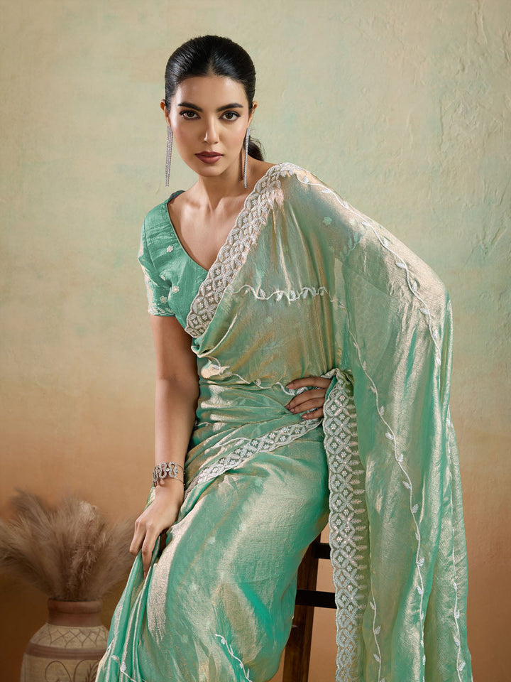 Embroidered Chiffon Velvet Saree