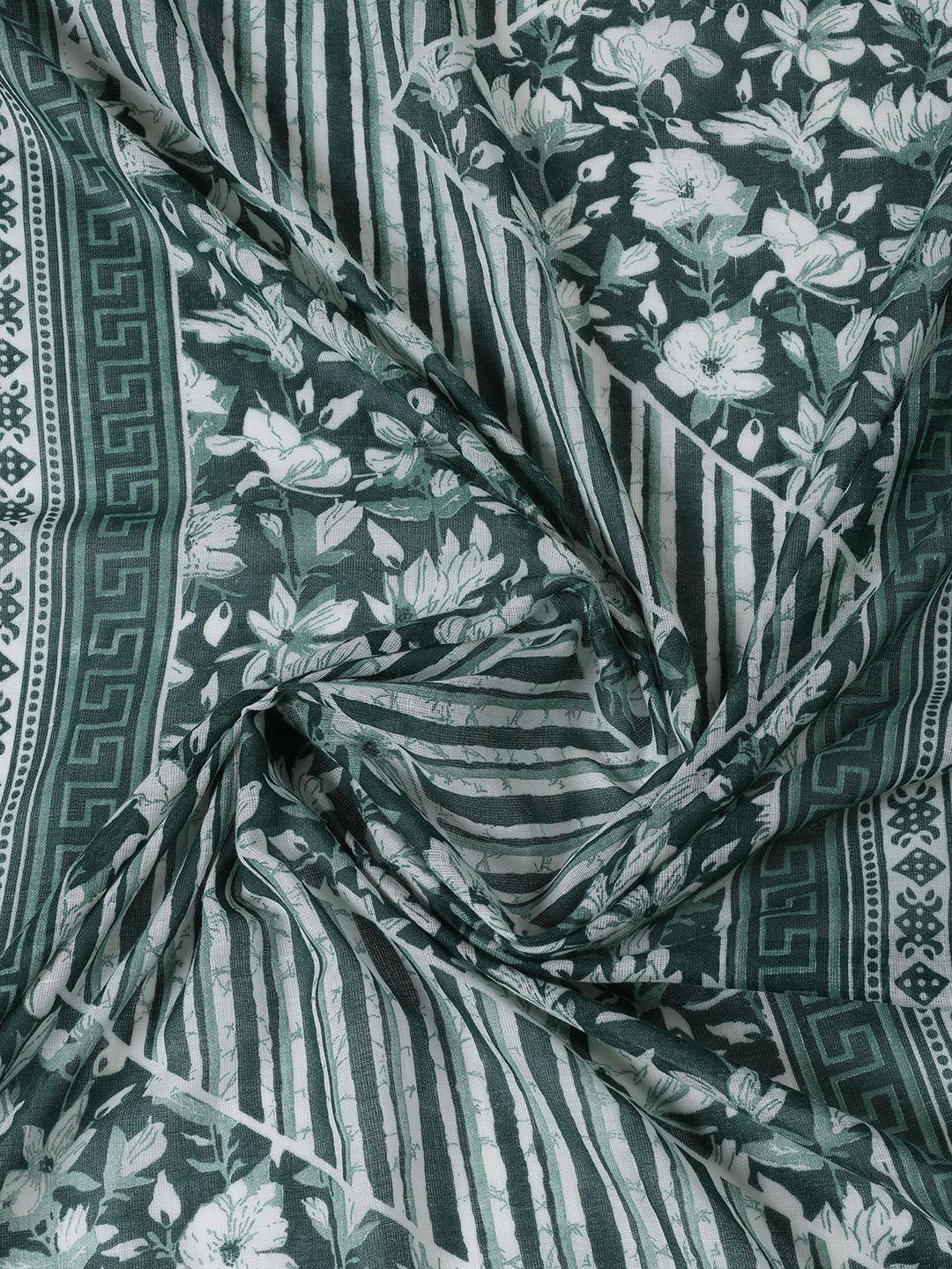 Printed Cotton Blend Unstitched Suit With Dupatta
