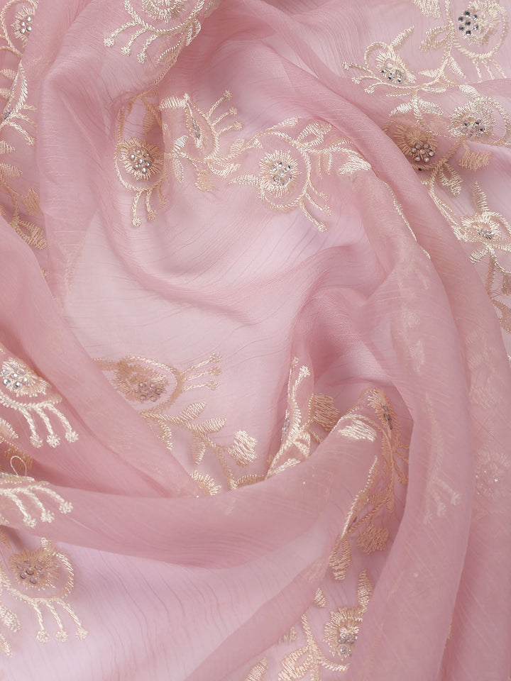 Embroidered Organza Unstitched Suit With Dupatta