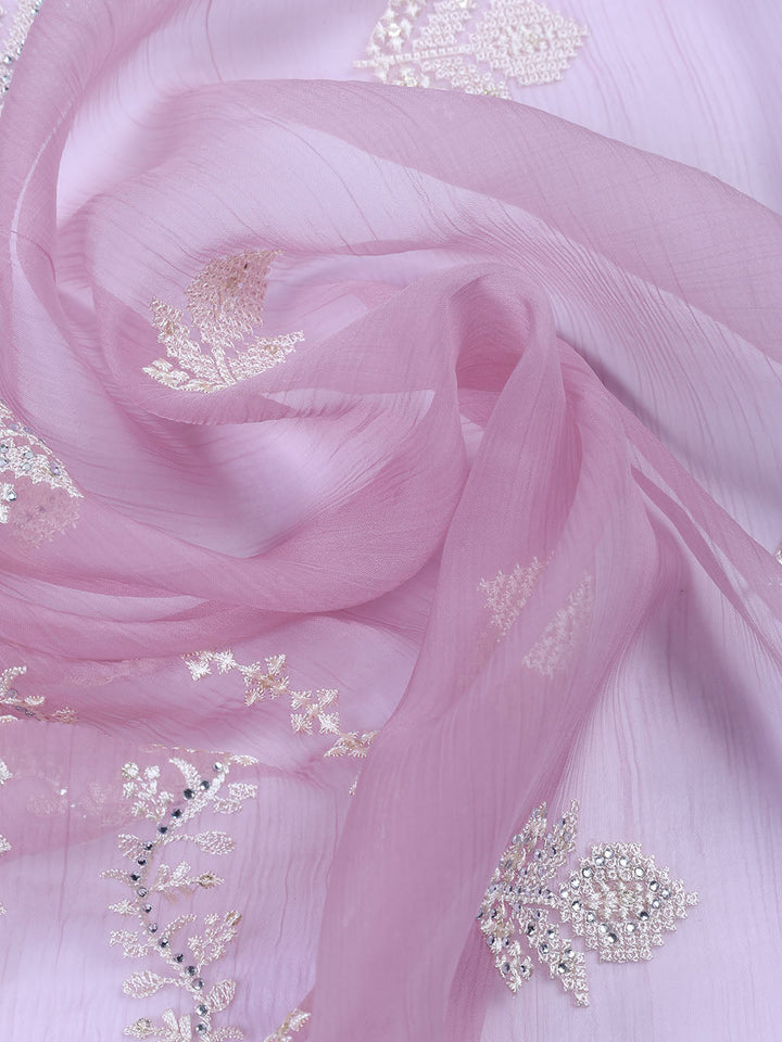 Embroidered Organza Unstitched Suit With Dupatta