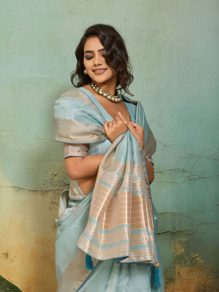 Woven Design Tissue Linen Saree