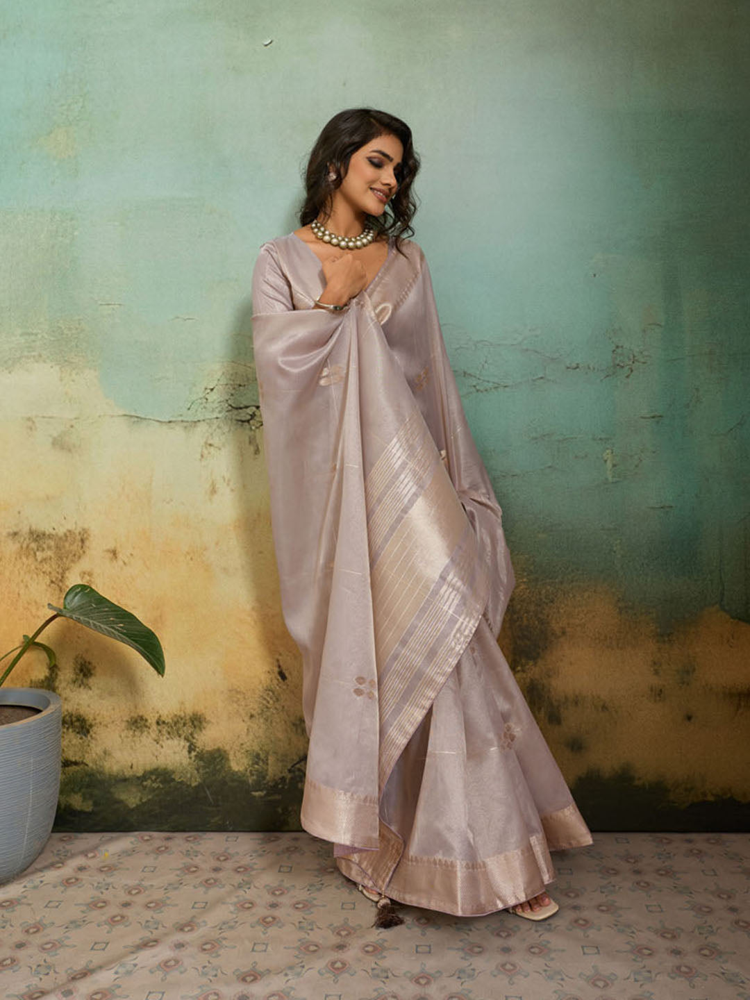 Woven Design Tissue Linen Saree