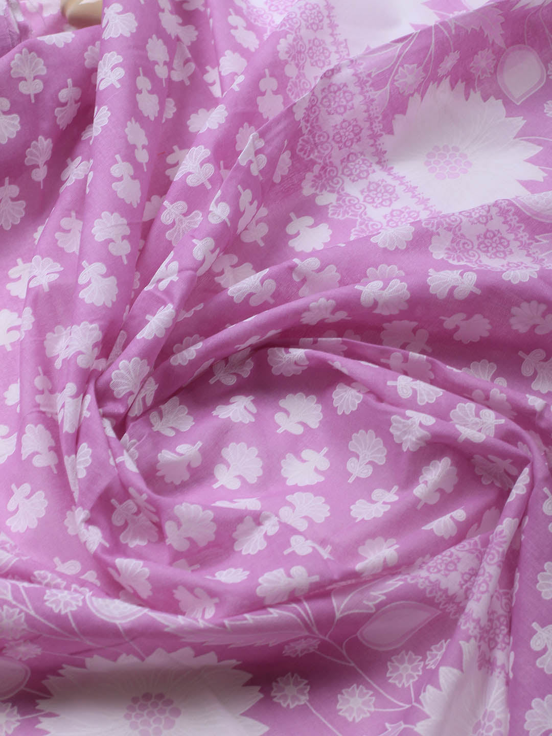 Printed Cotton Blend Unstitched Suit With Dupatta