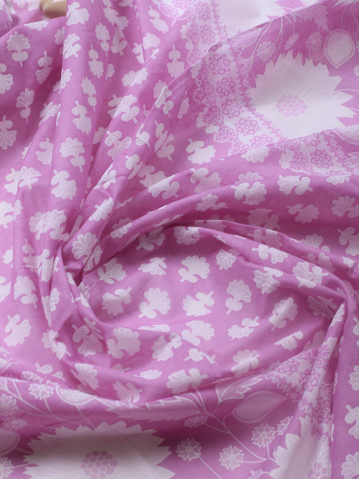 Printed Cotton Blend Unstitched Suit With Dupatta