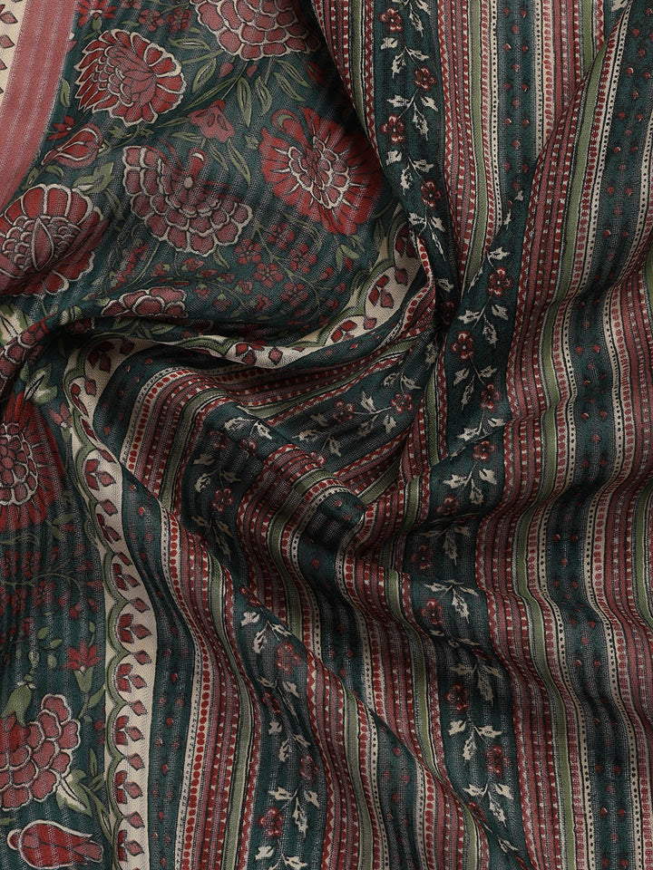 Printed Cotton Blend Unstitched Suit With Dupatta