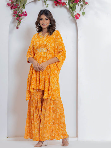 Floral Printed Muslin Kurta With Palazzo