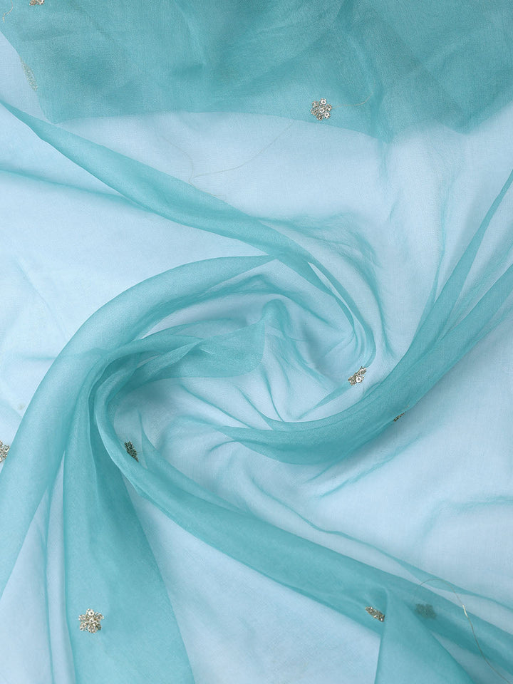 Neck Zari Embroidery Tissue Unstitched Suit With Dupatta