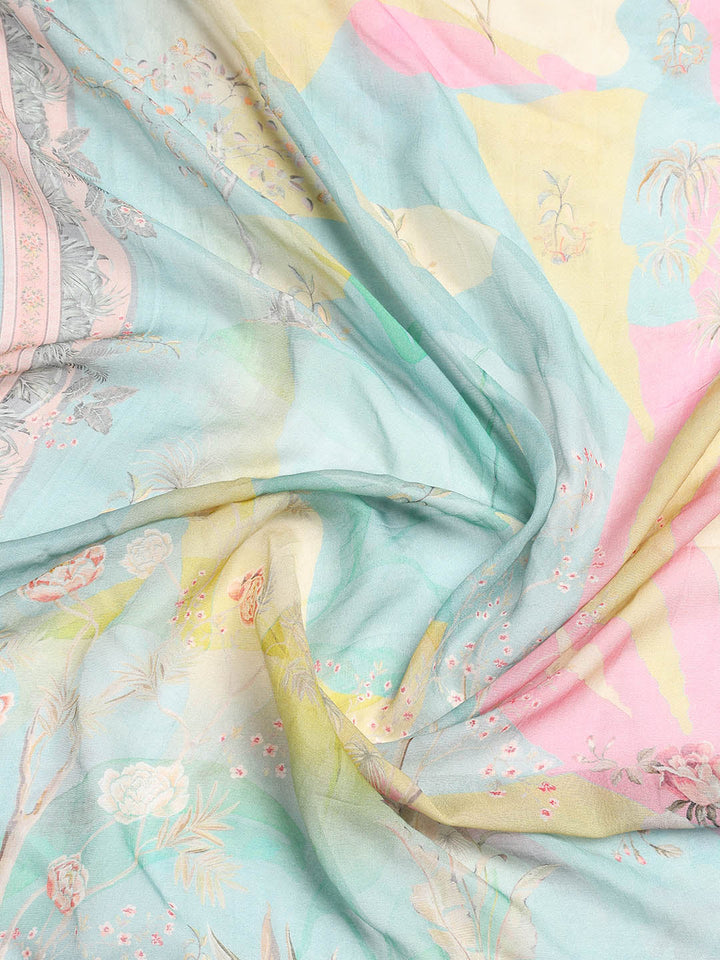 Printed Muslin Unstitched Suit With Dupatta