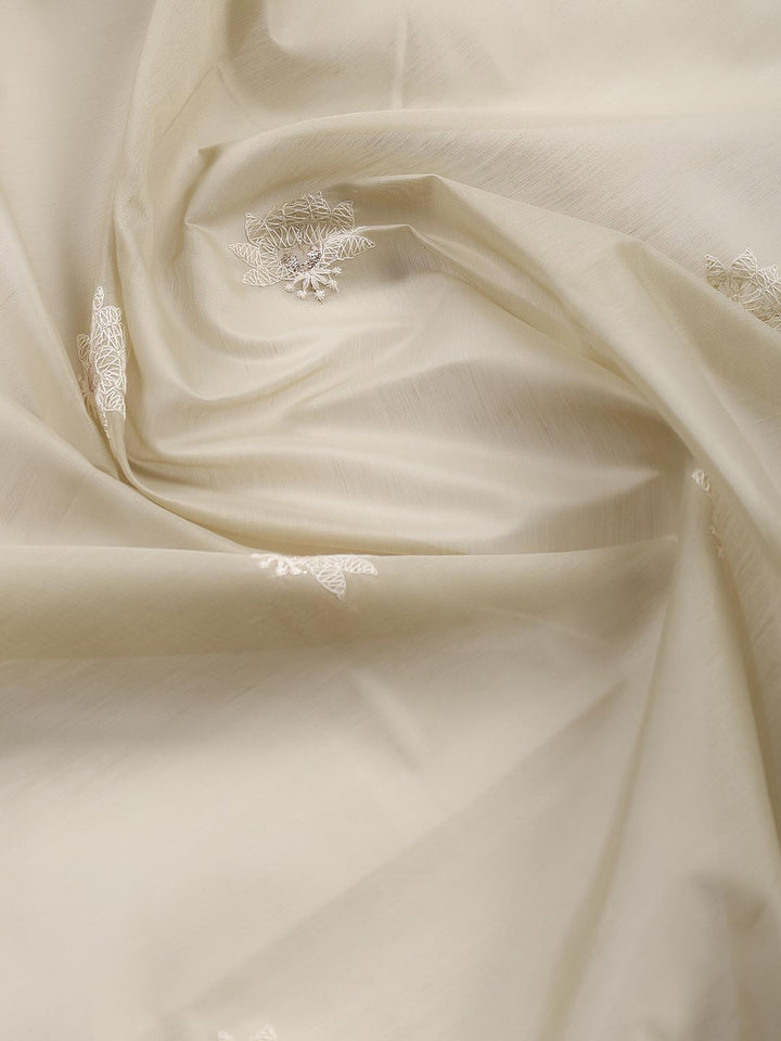 Embroidered Chanderi Unstitched Suit With Dupatta