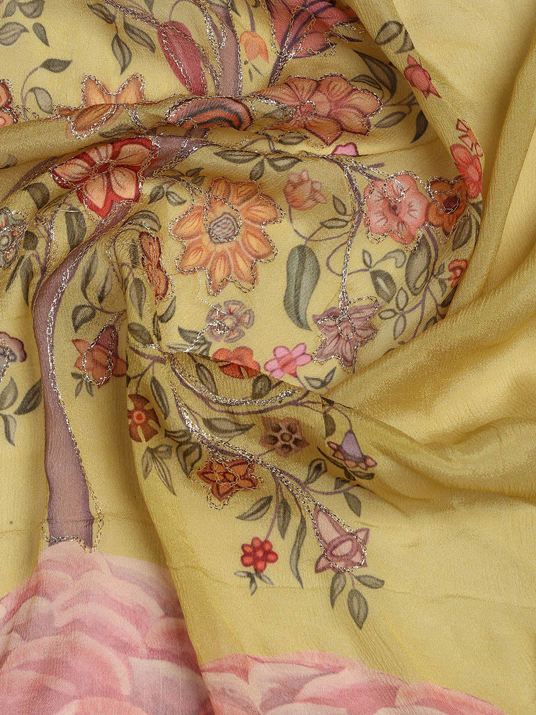 Gota Work Muslin Unstitched Suit Piece With Dupatta