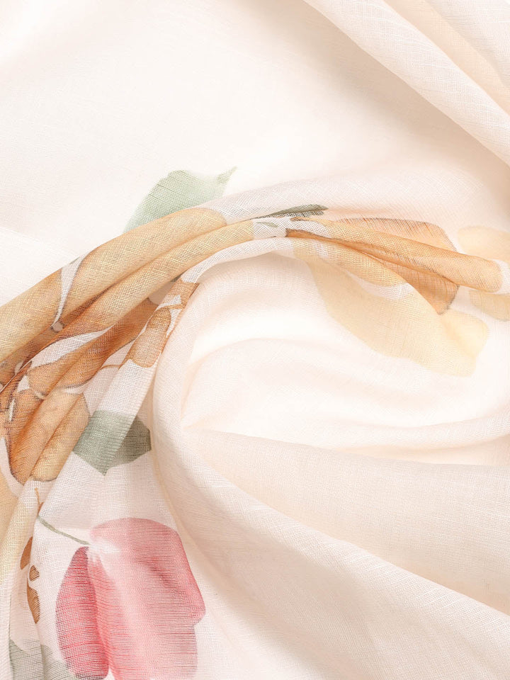 Printed Linen Unstitched Suit With Dupatta