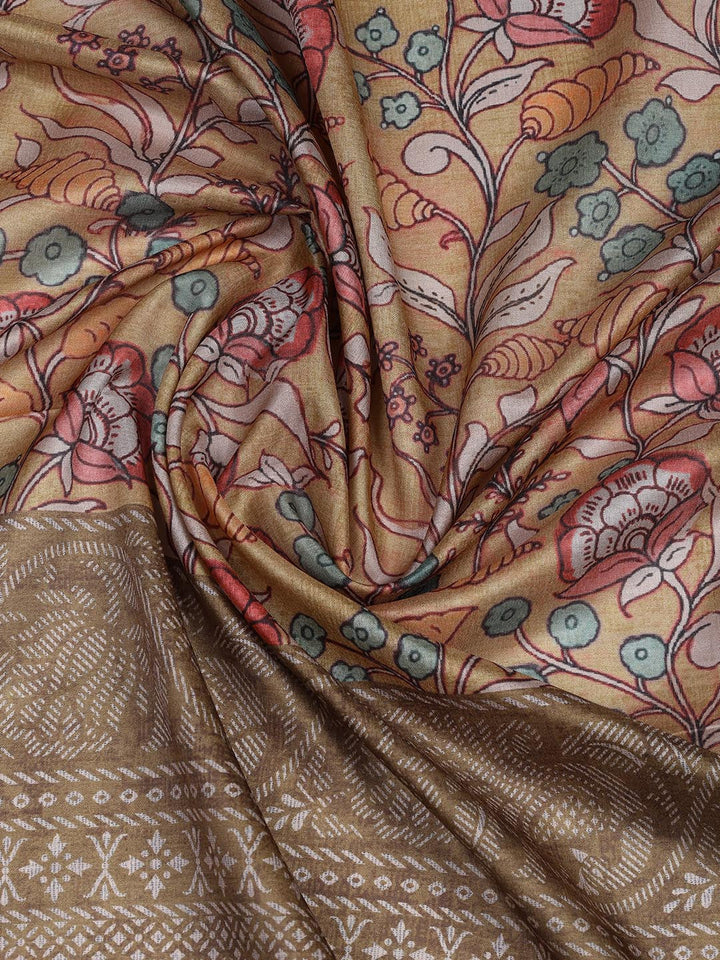 Neck Embroidery Art Tussar Unstitched Suit With Dupatta