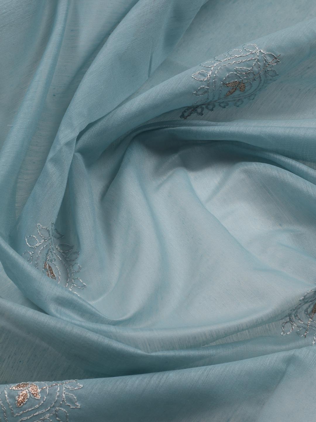 Embroidered Chanderi Unstitched Suit With Dupatta